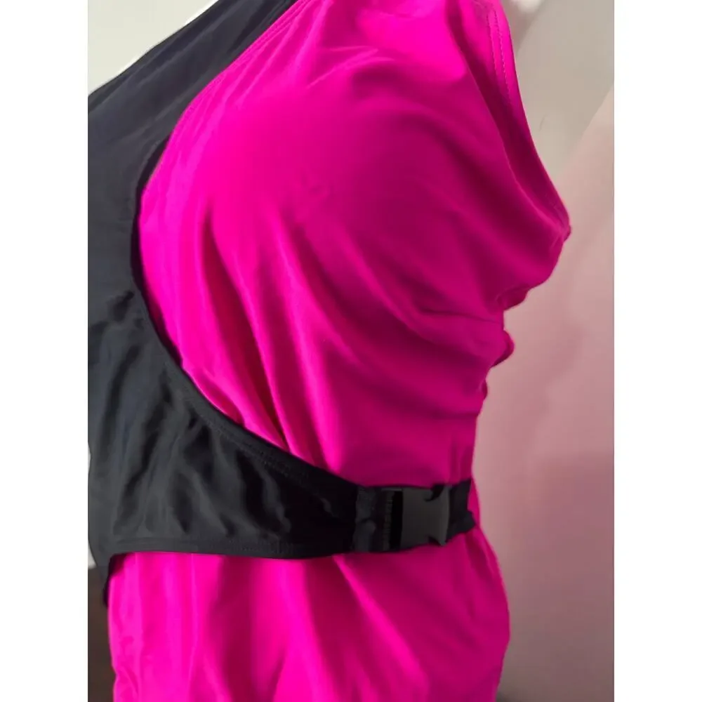 SHEIN Plus Swimsuit Neon Pink / Black, Buckle Detail on Waist - Size 3X NWOT